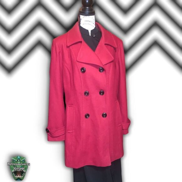 𝅺red Wool Peacoat - Picture 4 of 7